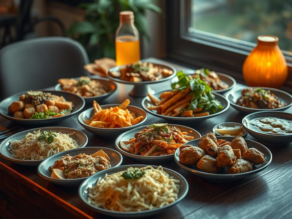 A visually stunning display of various Brazilian dishes beautifully plated