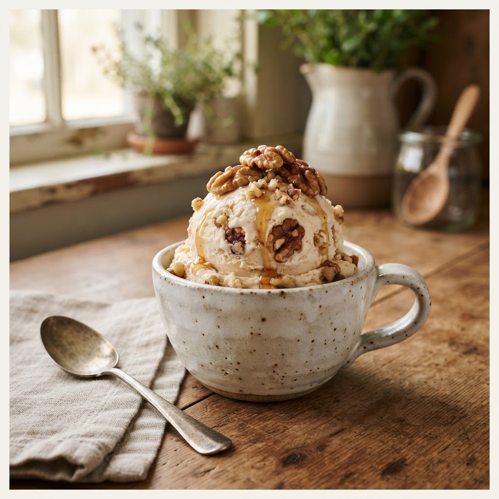 Maple walnut ice cream with toasted walnuts