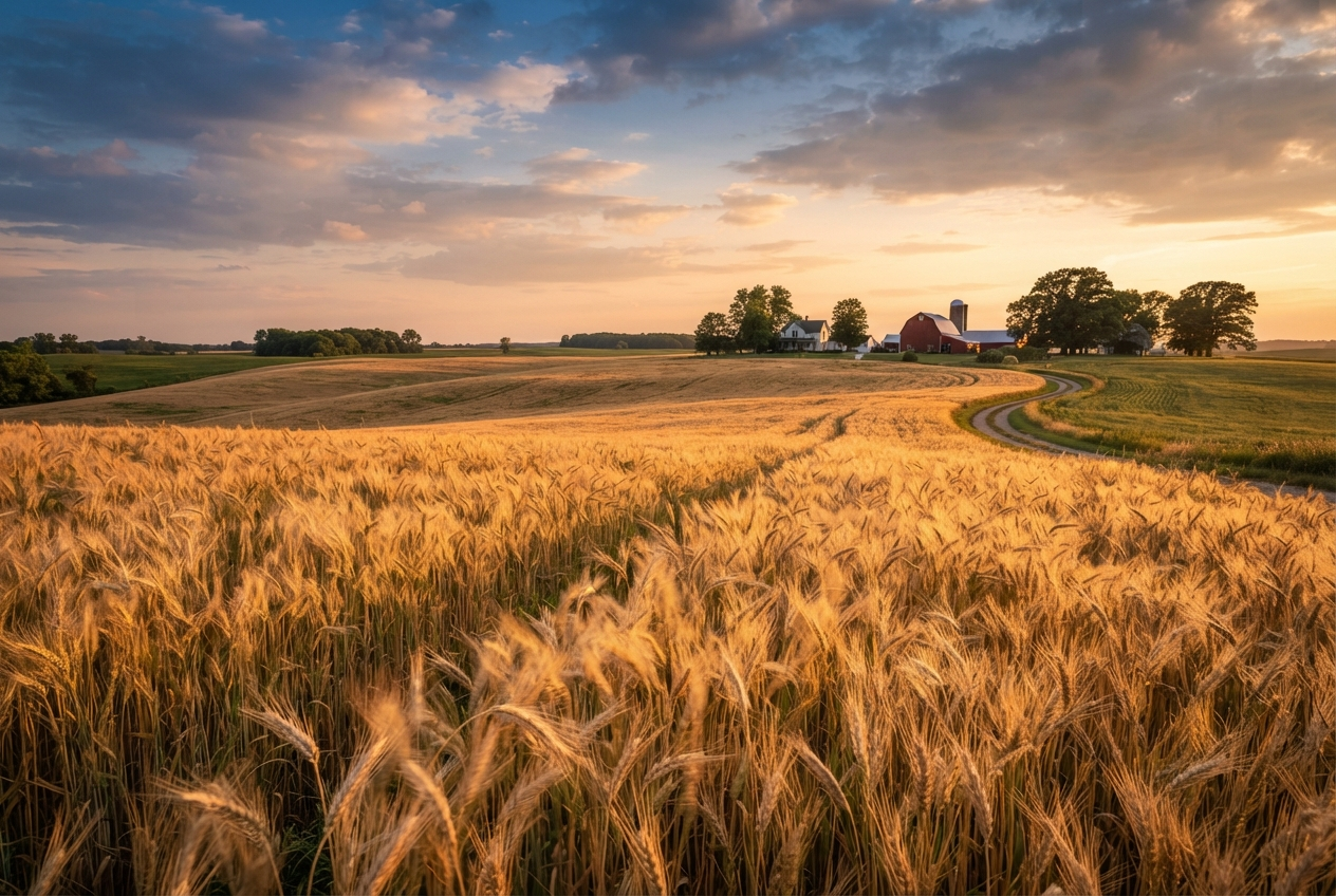 Small grain wheat field