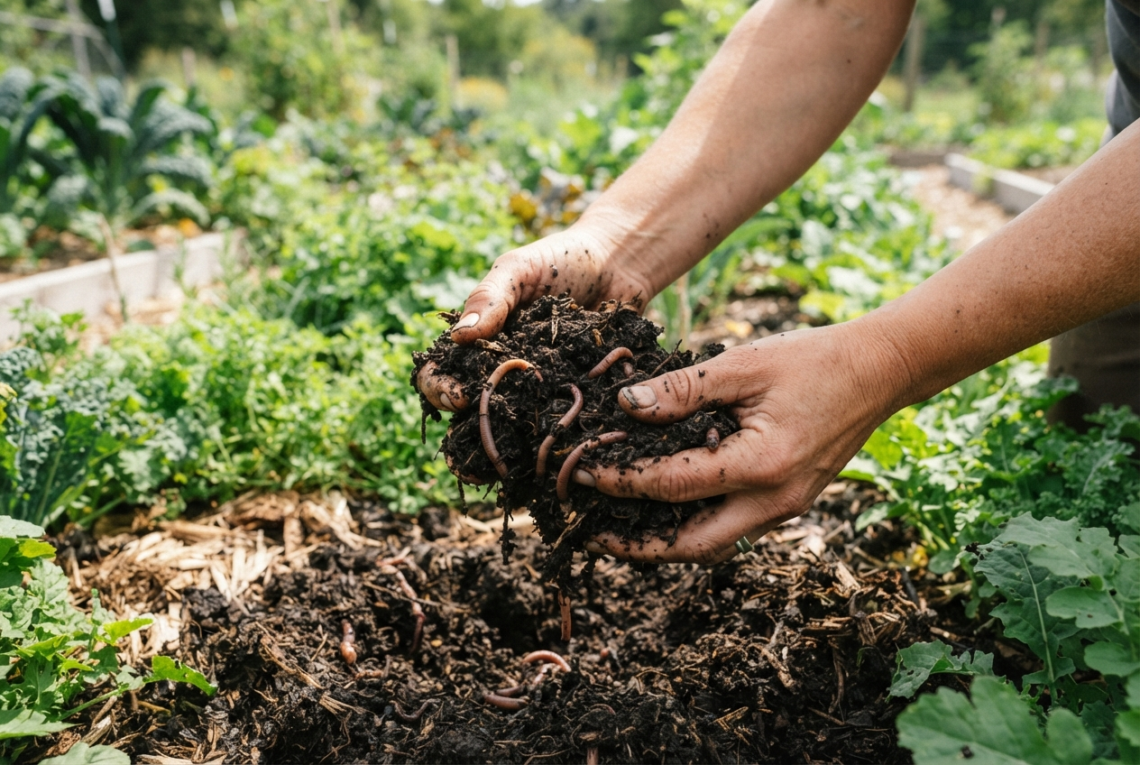 Rich, healthy regenerative soil in hands