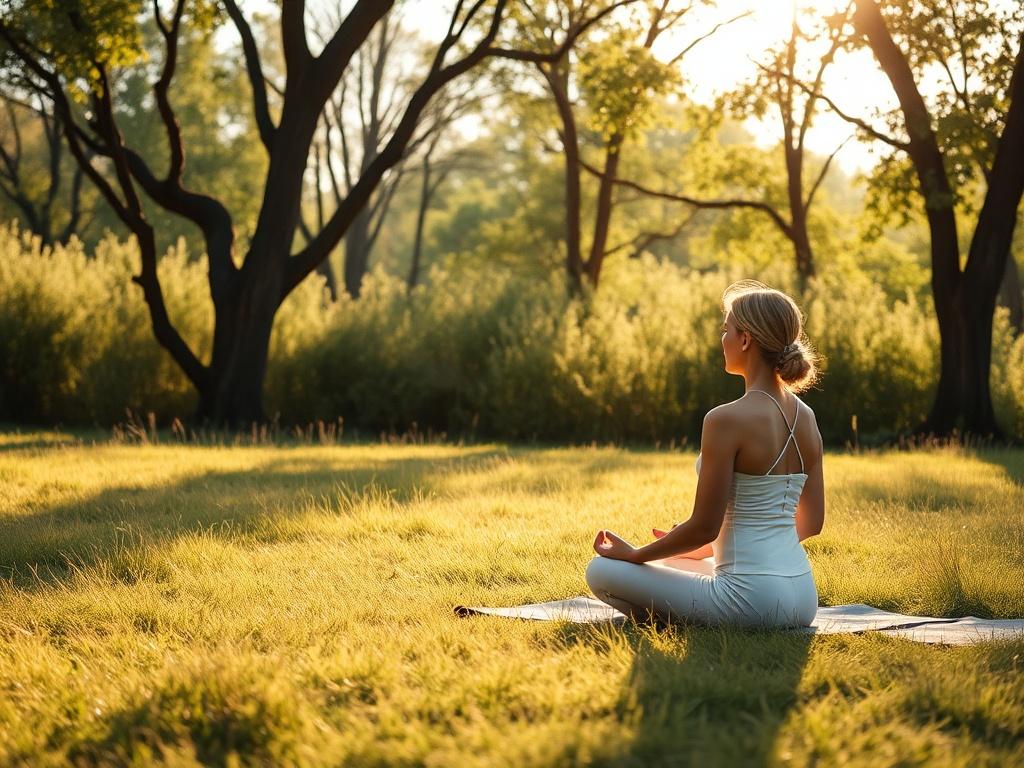 A peaceful outdoor setting with soft grass and gentle sunlight