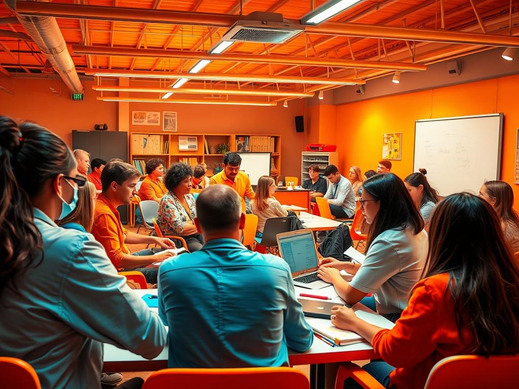A dynamic workshop setting with educators participating in an interactive