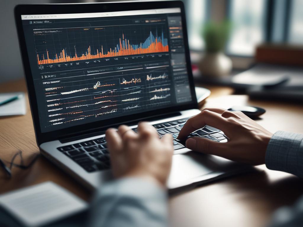 A close up shot of a person analyzing stock market