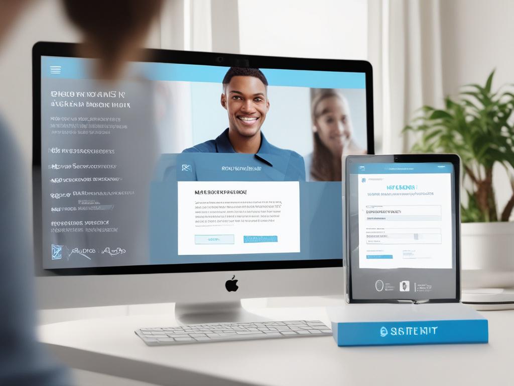 An individual smiling while filling out a simple online registration