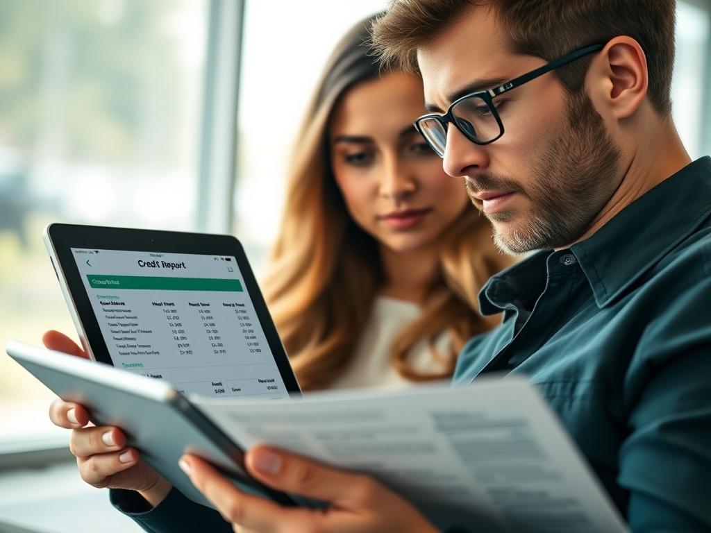 A close up shot of a person reviewing their credit