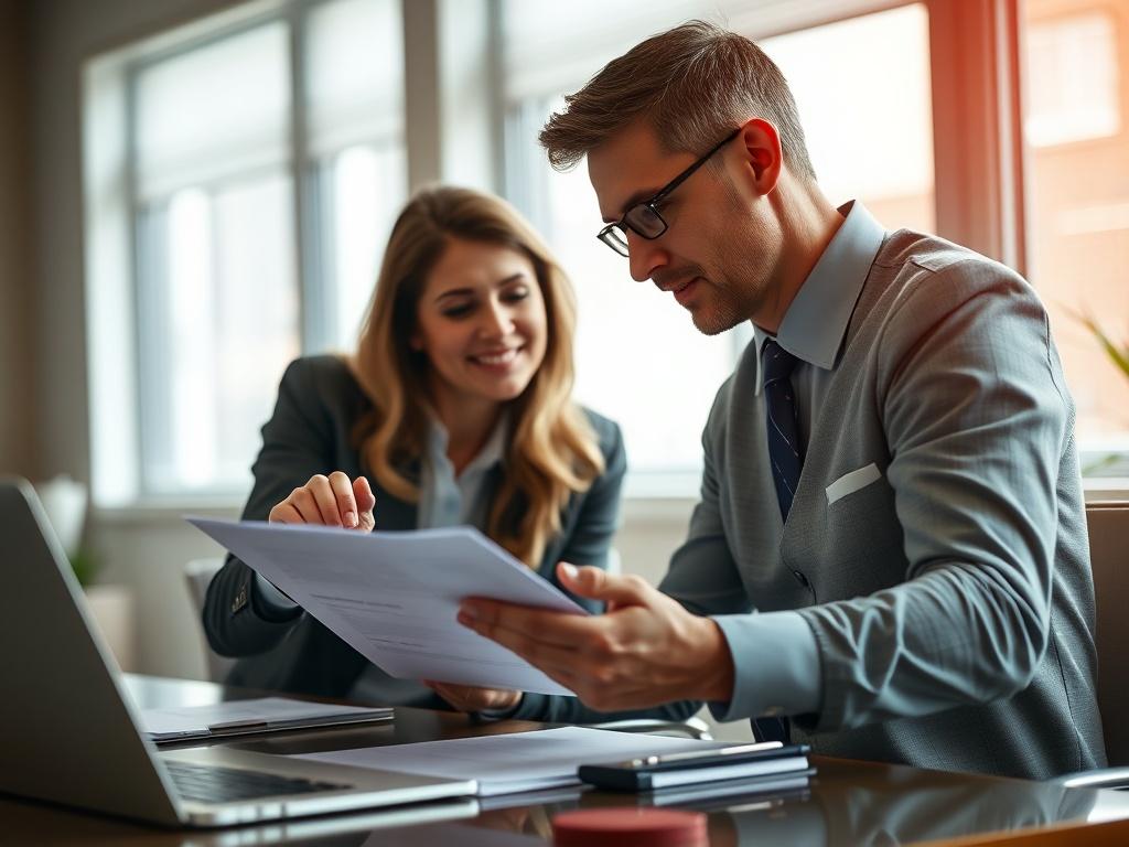 A focused close up shot of a financial advisor and