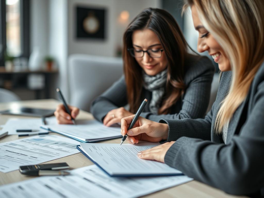 A close up shot of a client filling out financial