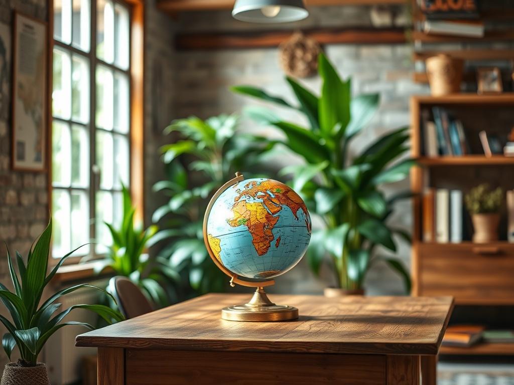 A welcoming and inviting office space with a single globe