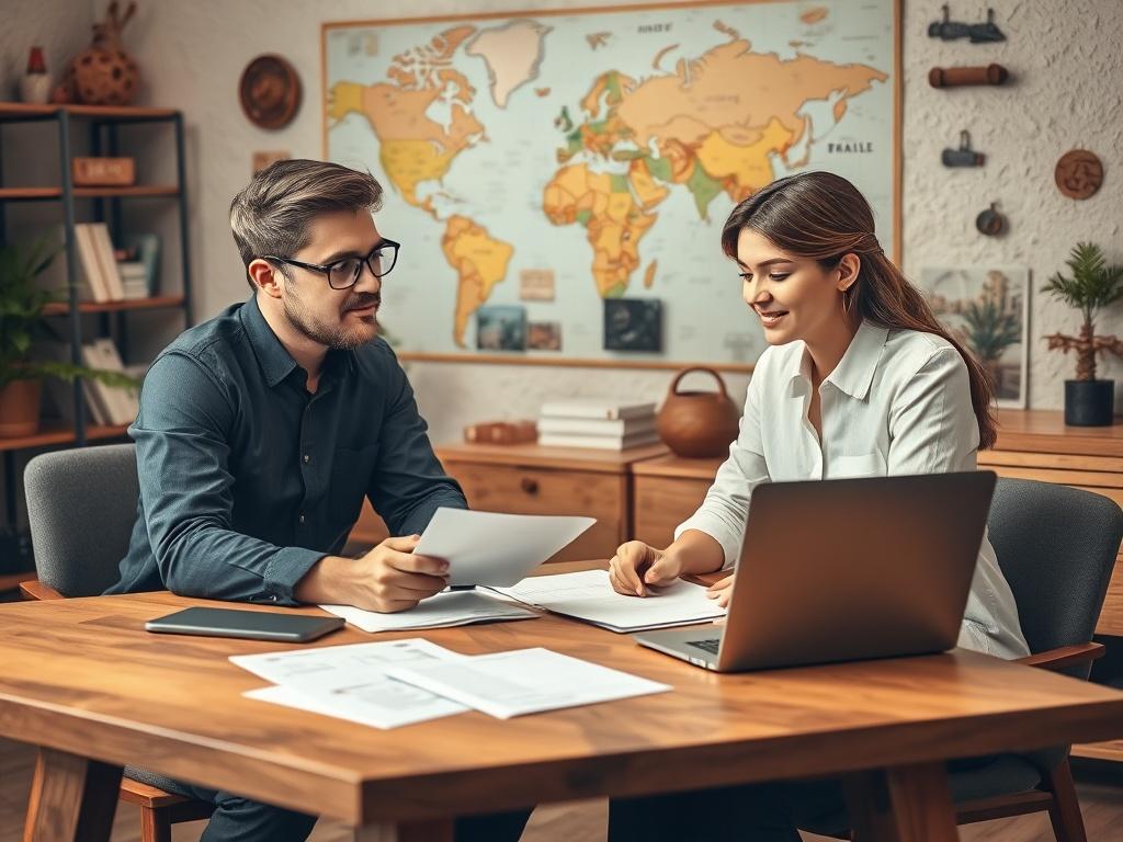 A professional advisor discussing visa options with a student in