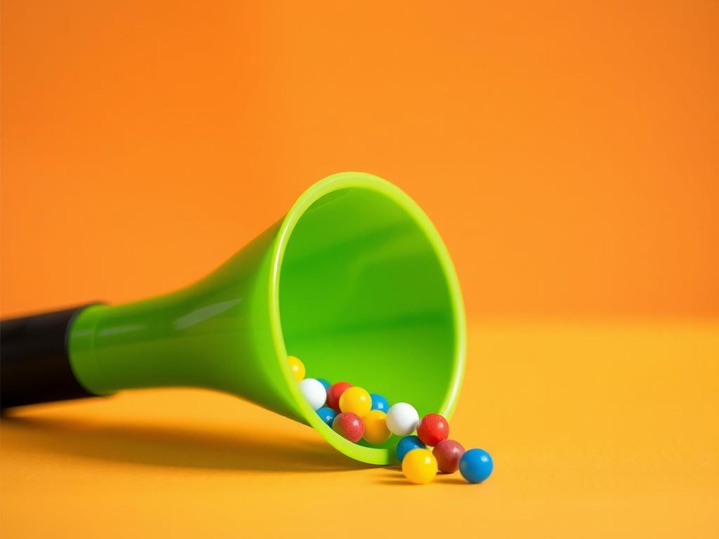 A close up photograph of a vibrant green funnel, representing