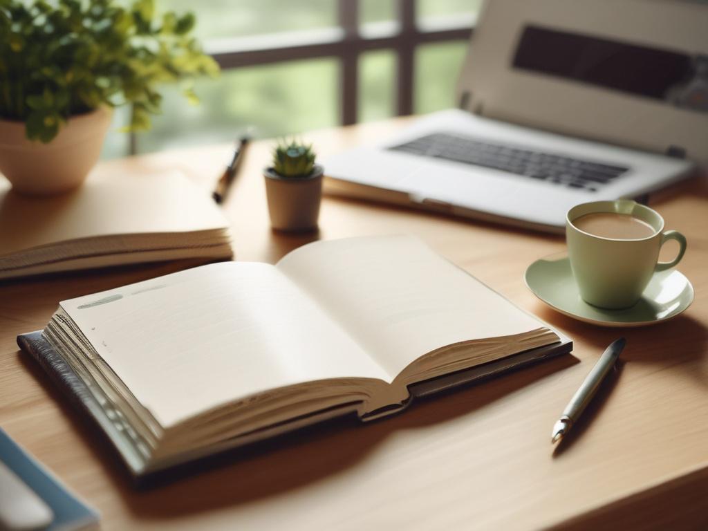 An open book with financial tips on a table, surrounded