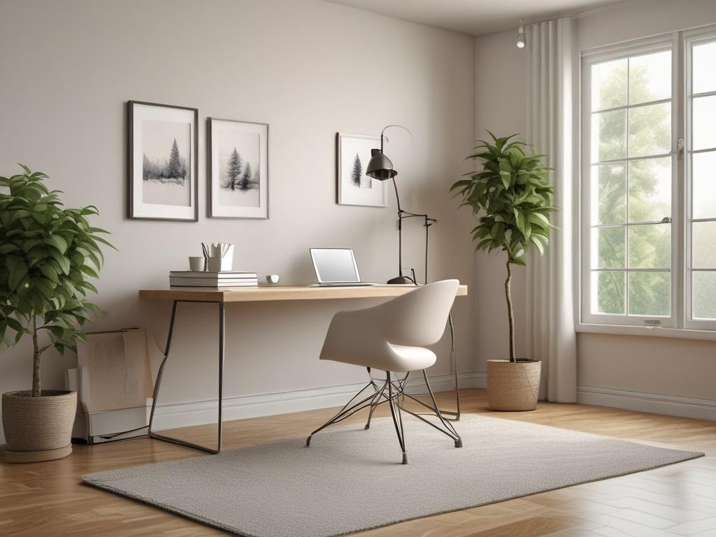 A serene and inviting office space with a comfortable chair