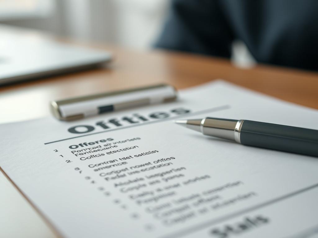 A close up shot of a list of offers on