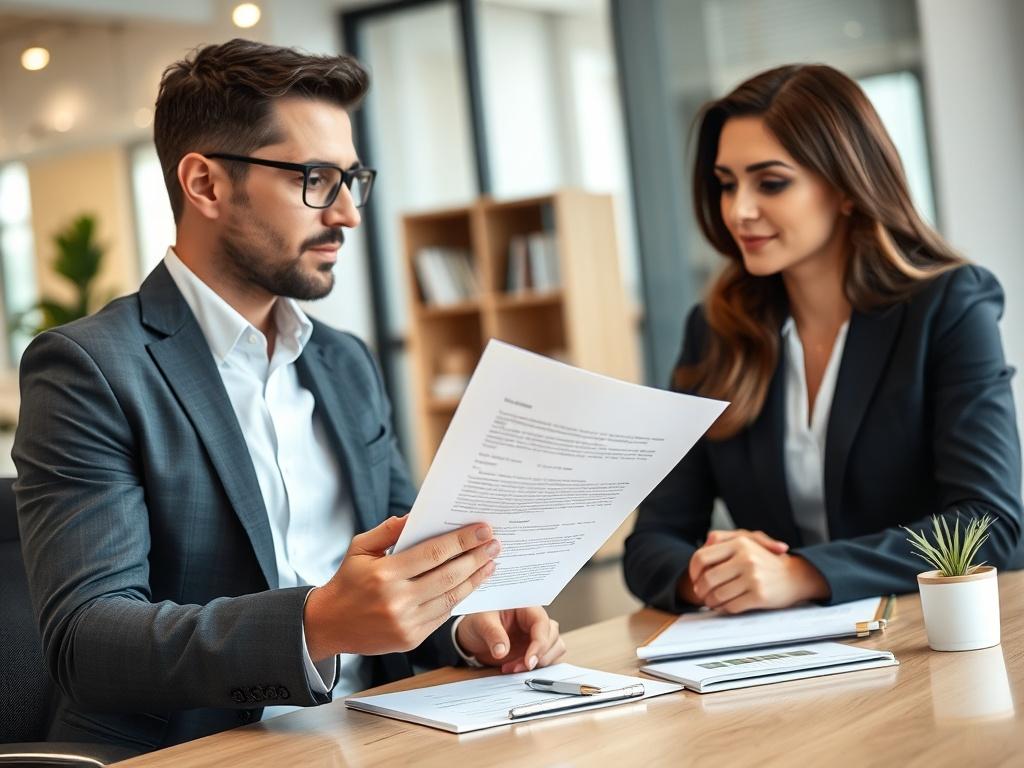 A close up shot of a real estate agent presenting