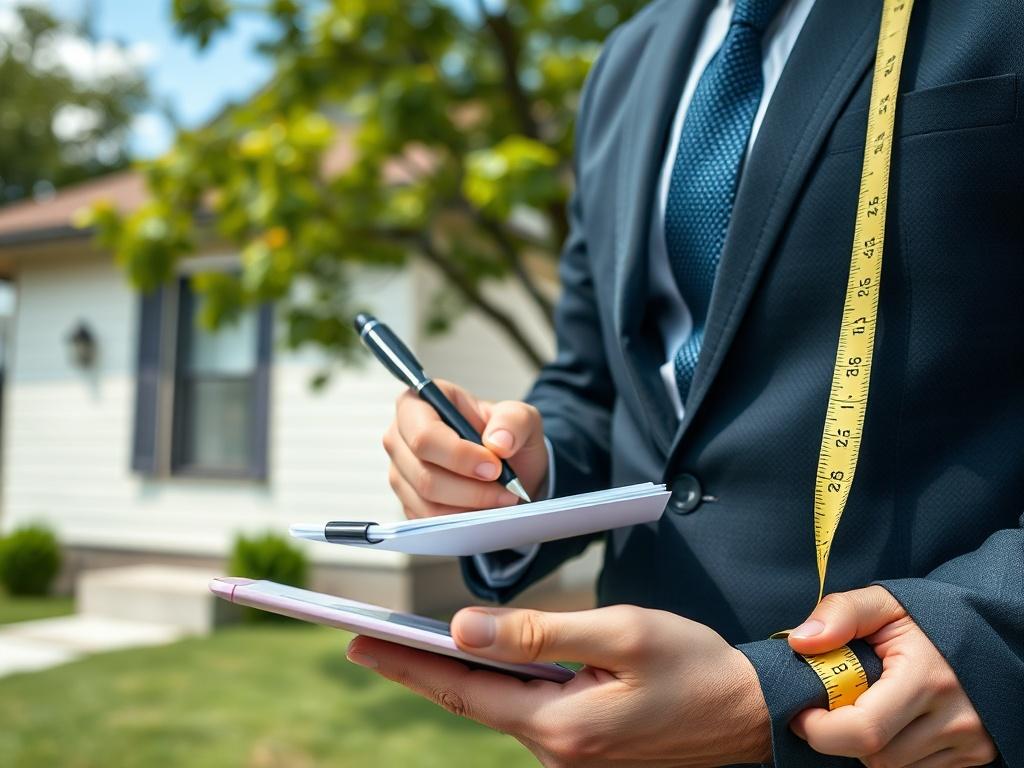 A close up shot of a real estate agent examining