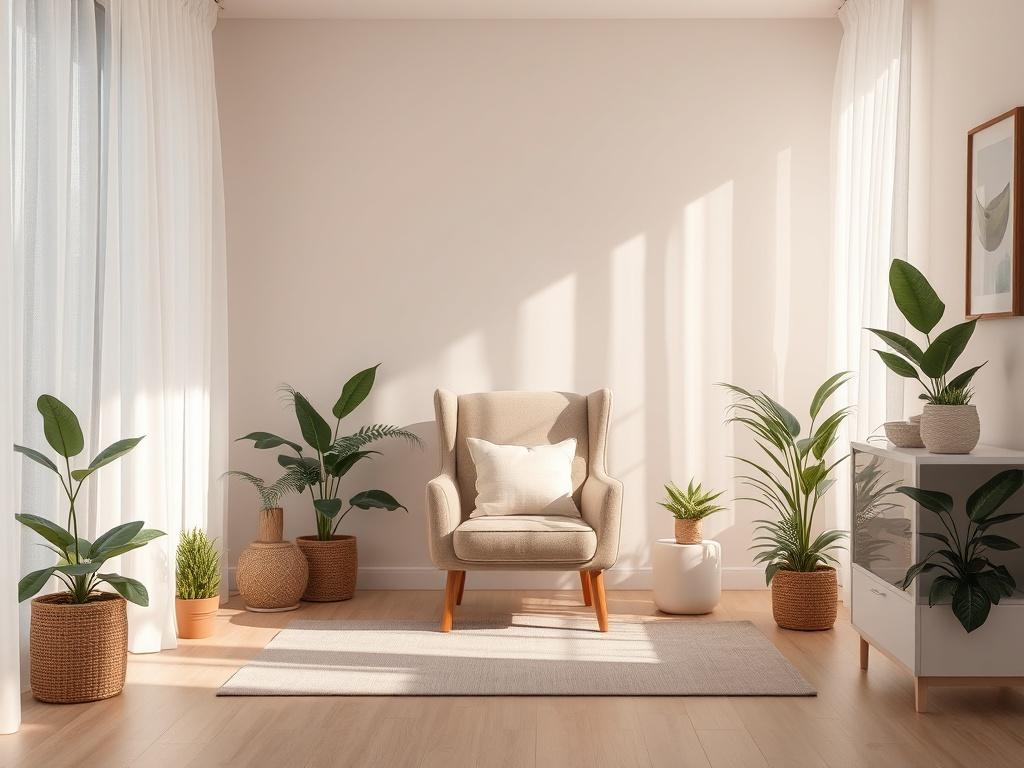 A serene and inviting consultation room with soft, muted colors