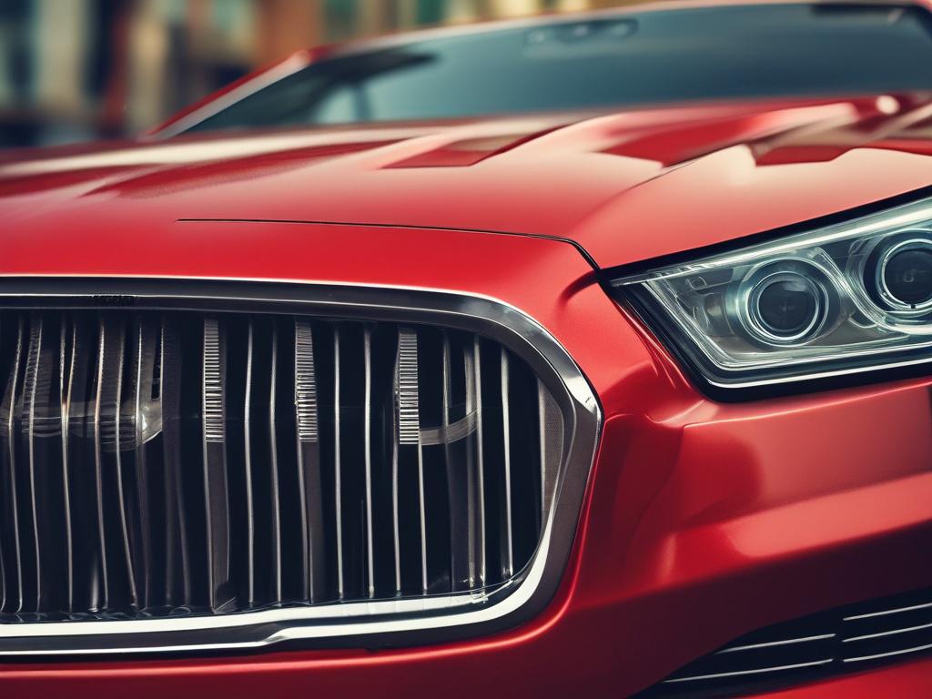 A hyper realistic close up shot of a luxury car's