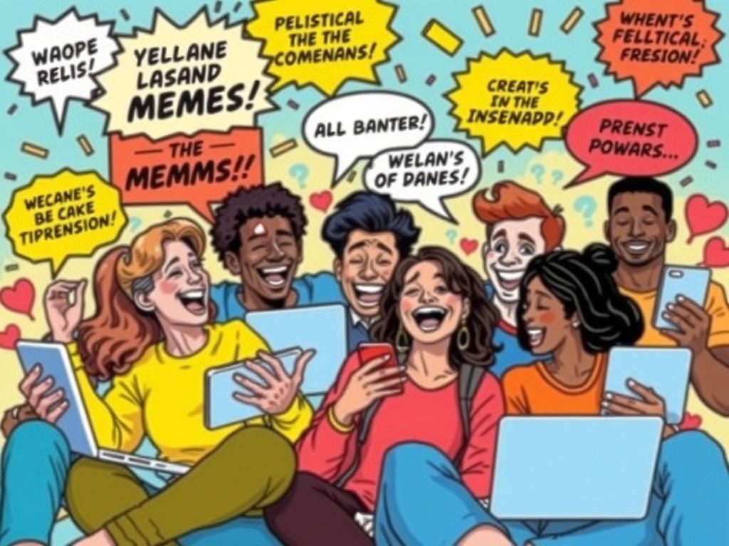 A fun and colorful illustration of a group of diverse