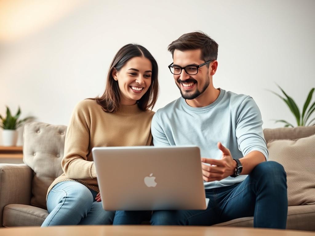 A realistic high resolution of a cheerful couple on a