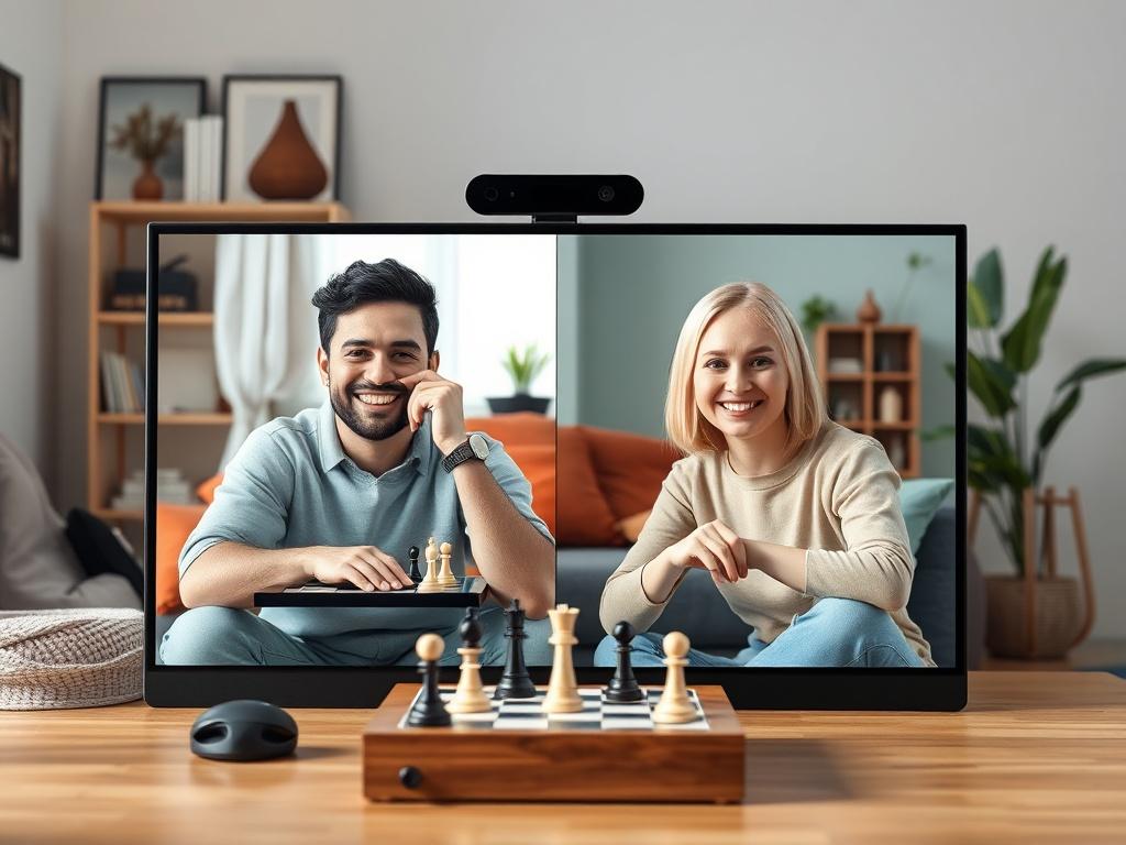 An engaging scene depicting a split screen view of two