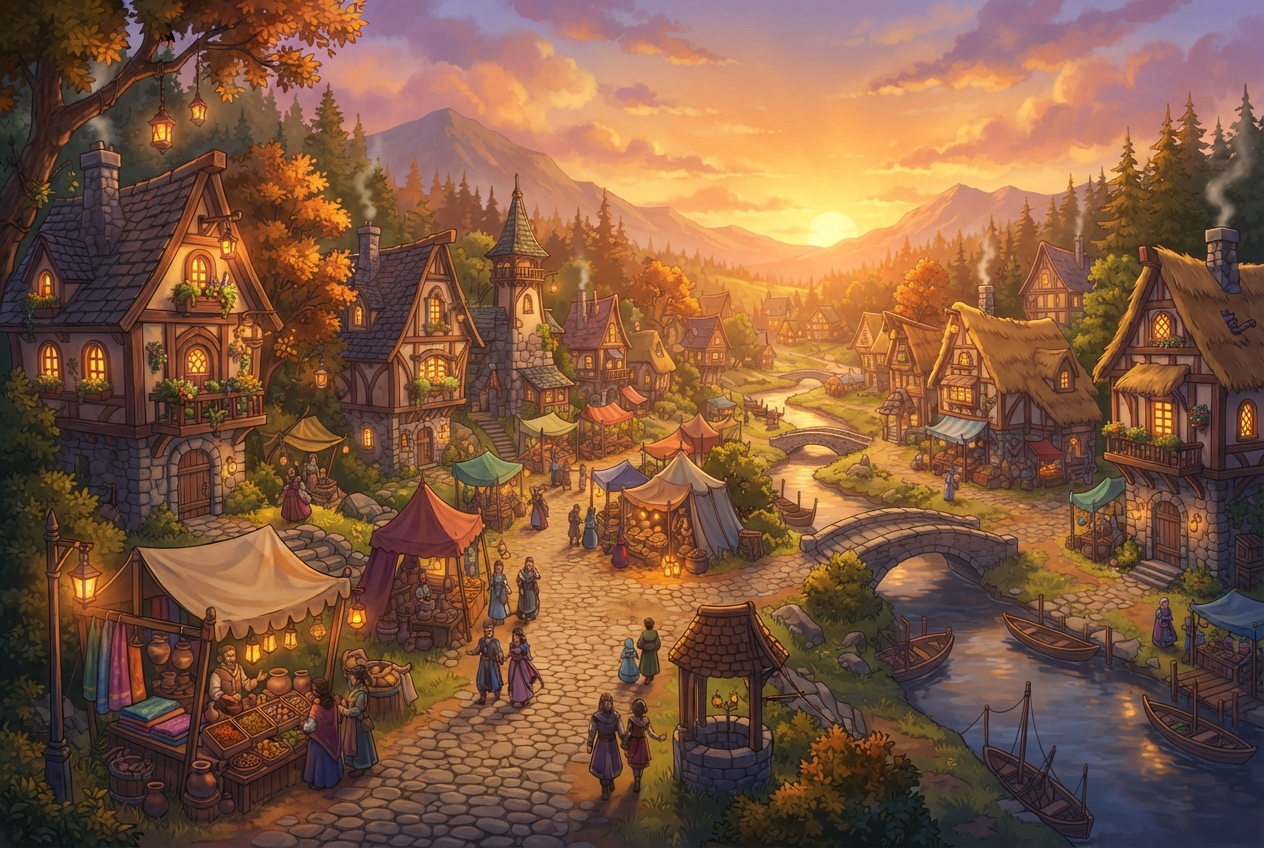 Fantasy Village Scene
