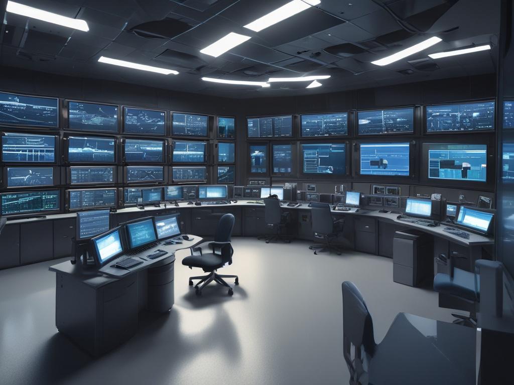 A realistic high resolution rendering of a darkened high tech