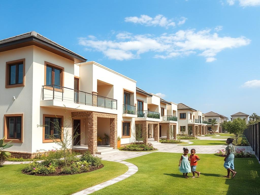 A realistic high resolution of a modern housing estate in