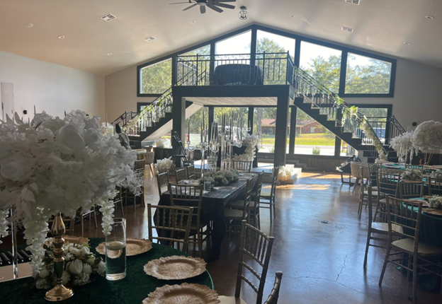 glp green tablecloth, gold chairs, wedding set up.png