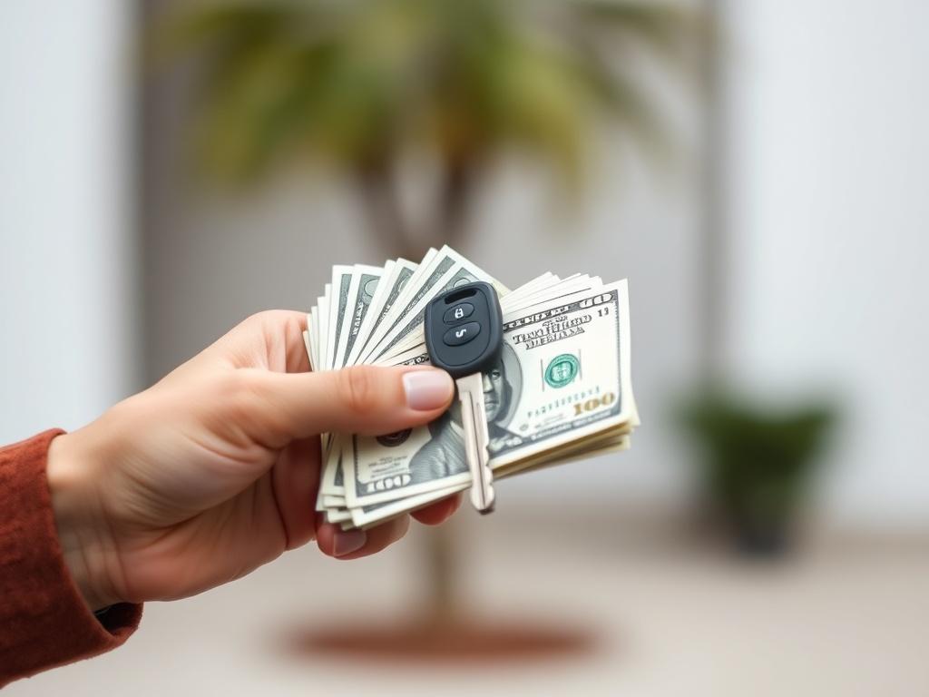 A close up shot of a hand exchanging cash for