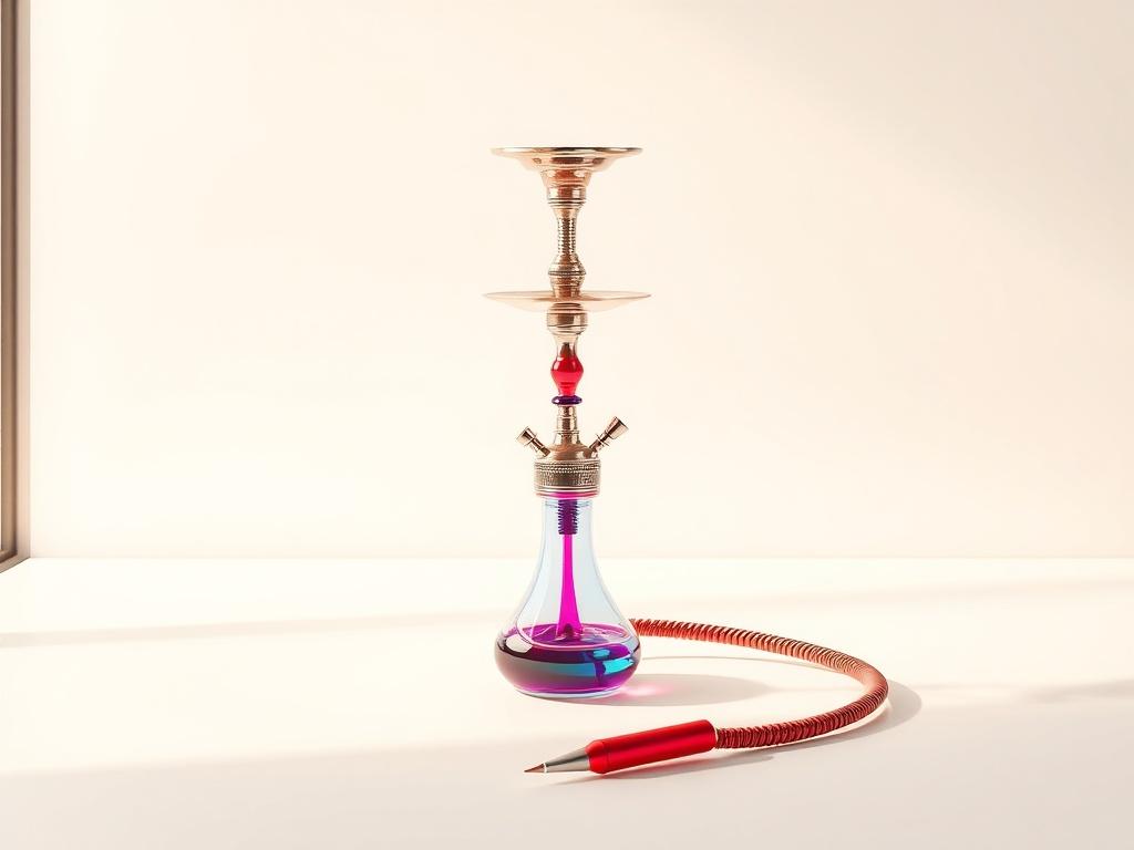 A realistic high resolution of a beautifully designed hookah, featuring