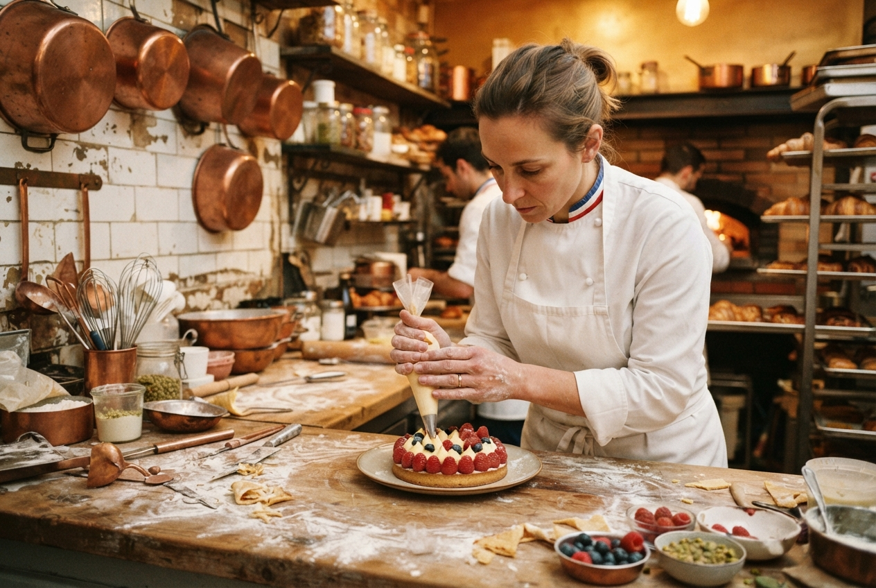 Artisan pastry chef at work