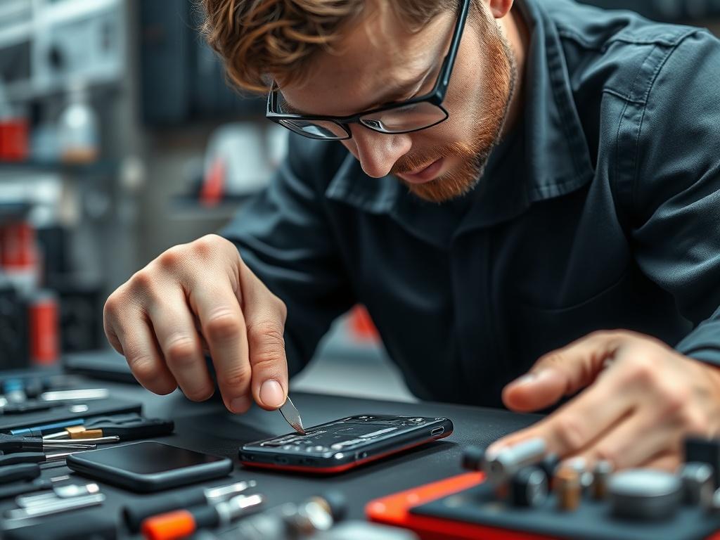 A close up shot of a technician swapping out a