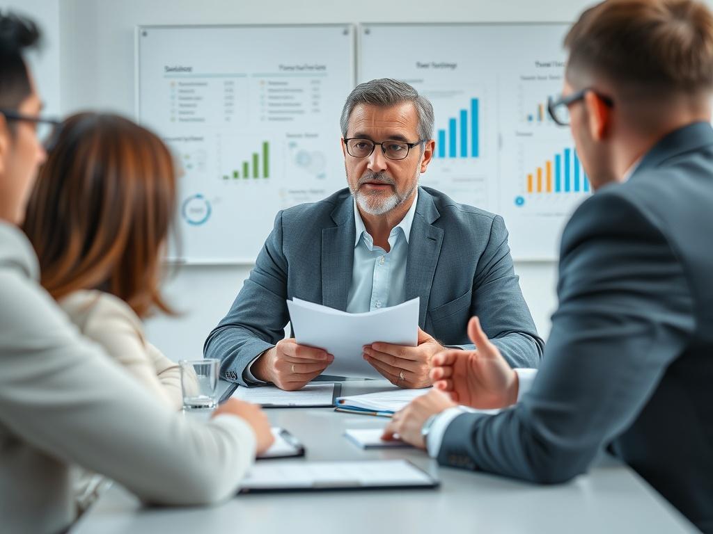 A close up of a business meeting in a modern