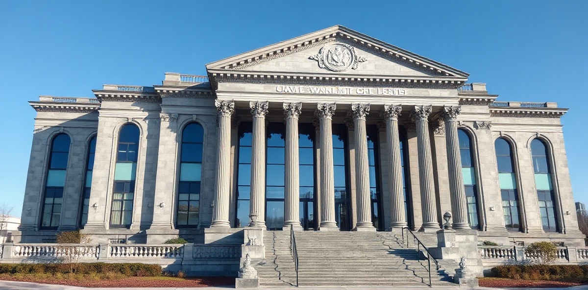 Professional government building exterior with classical architecture