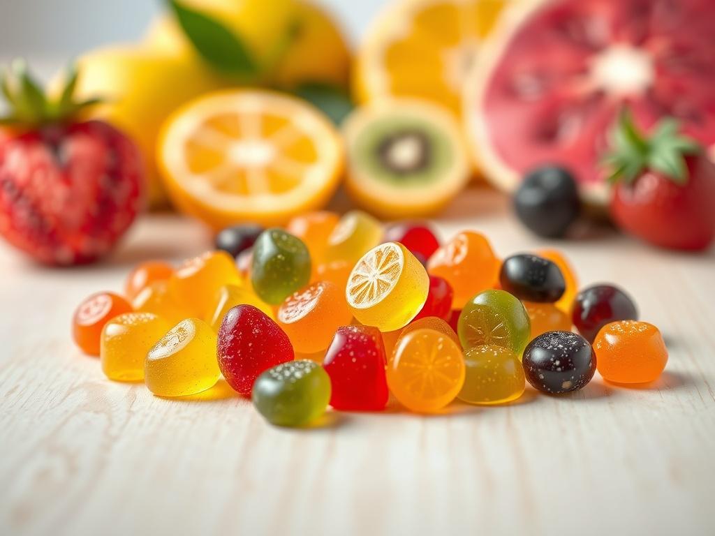 A close up view of a colorful assortment of CBD