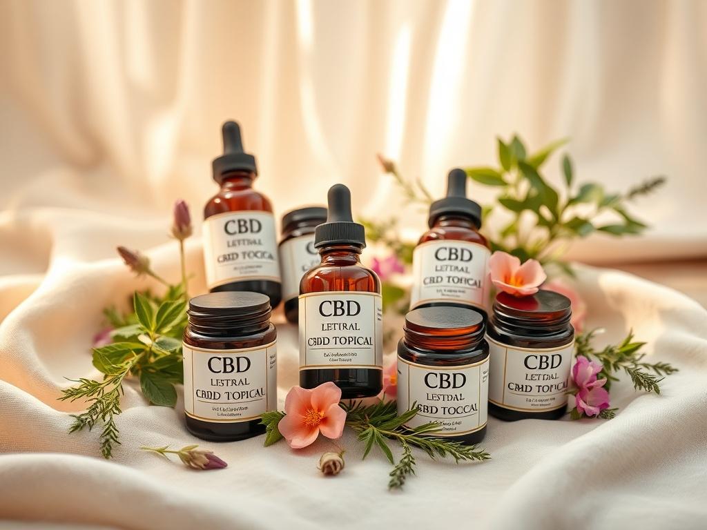 A beautifully arranged display of CBD topical jars on a