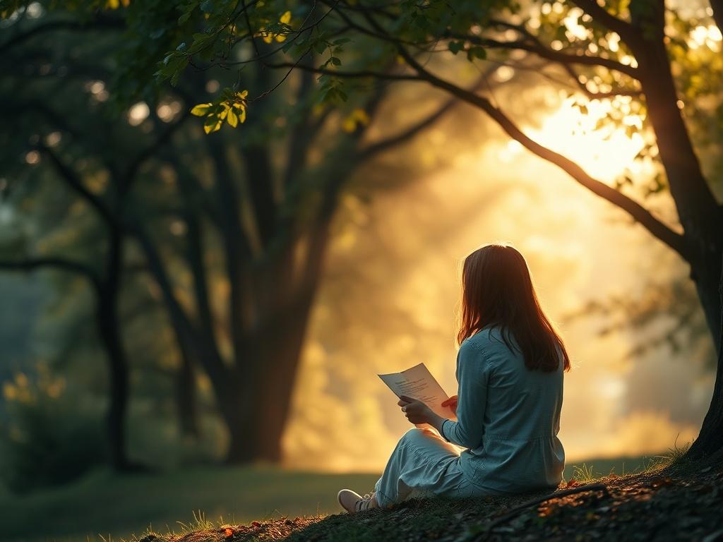 A serene setting with a soft, warm light filtering through