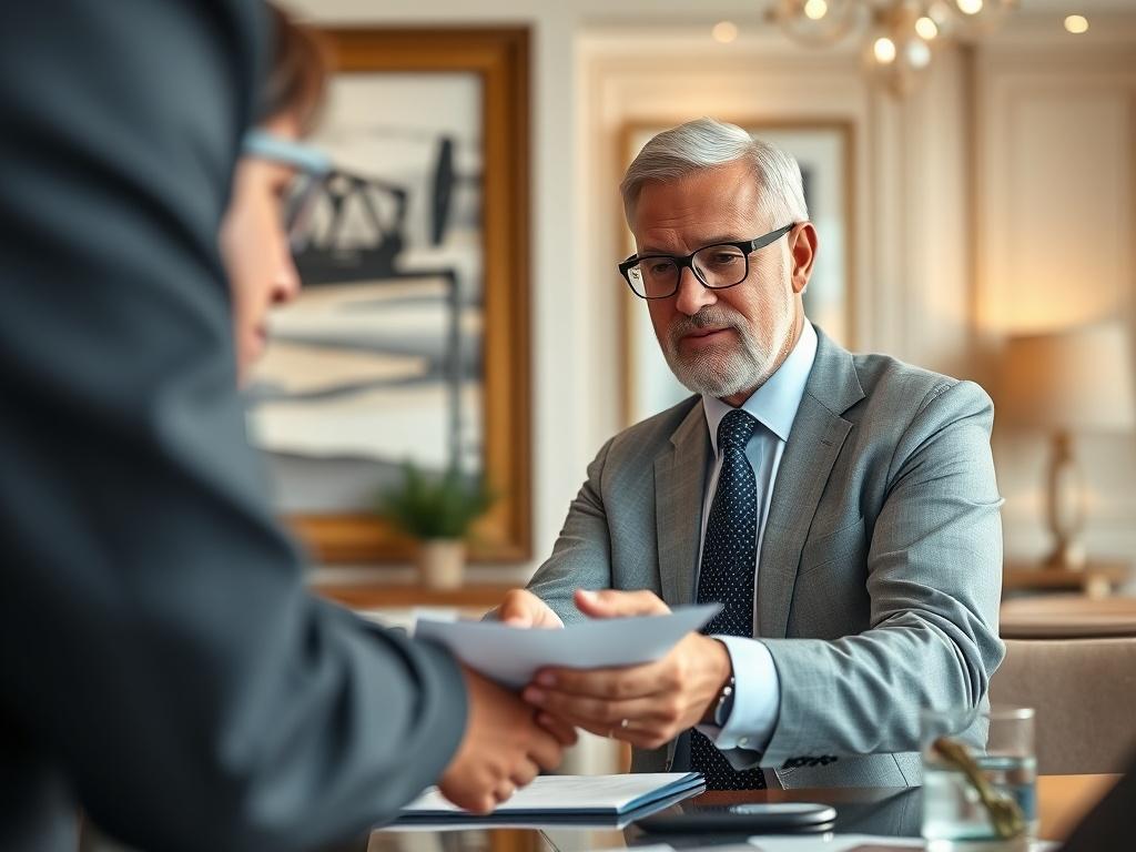 A close up shot of an oil broker engaging in