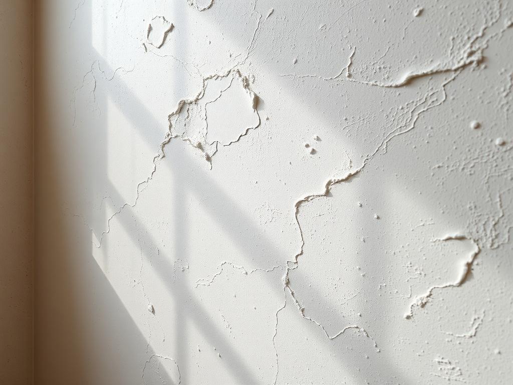 A close-up shot of a beautifully finished plaster wall, showcasing intricate textures and patterns. The image should focus on the smooth, glossy surface of the plaster, highlighting the craftsmanship involved. The background should be softly blurred to emphasize the details of the plaster work, with natural light illuminating the texture, creating a warm and inviting atmosphere.