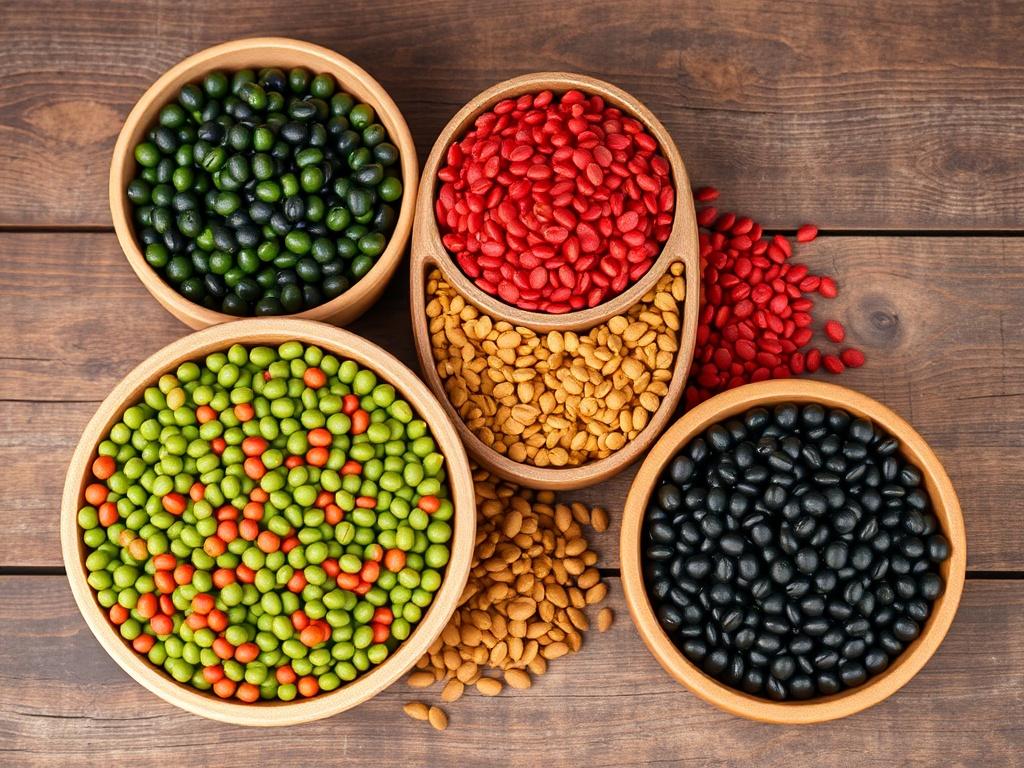 A realistic high resolution of a variety of lentils in