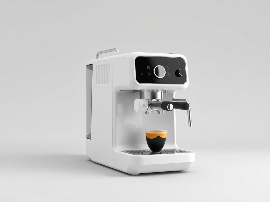 A realistic high resolution of a modern espresso machine with