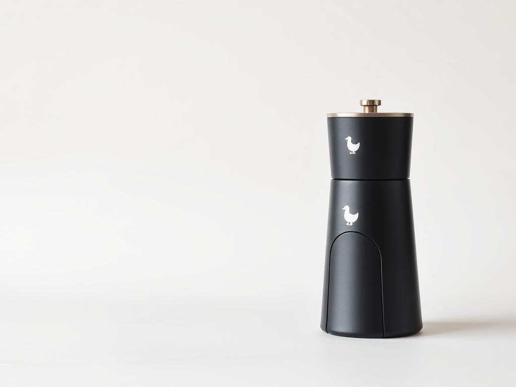 A realistic high resolution of a sleek, minimalistic coffee grinder