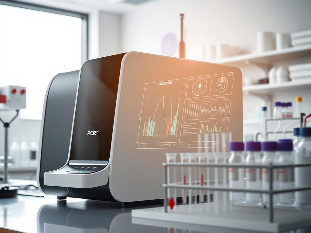 **Prompt for AI Image Generator:**

Create a realistic high-resolution close-up shot that features a single, sophisticated laboratory setting reflecting the future of PCR optimization. The focal subject of the image should be a sleek, modern PCR machine displaying a dynamic interface with intuitive visualizations that suggest advanced AI-driven technology. Surrounding the machine, showcase a few high-quality, detailed lab instruments like pipettes and reagent tubes, emphasizing the elements of precision and innovation.

The background should be a clean, well-organized laboratory workspace, subtly hinting at the advanced research environment. Soft, natural lighting should illuminate the scene, creating an atmosphere of clarity and focus. Use a color palette that harmonizes with the RGB(50, 170, 39) tones, highlighting the notion of scientific advancement.

This image should evoke a sense of cutting-edge technology while reflecting the transformative impact of AI on PCR optimization, capturing the essence of a future where experiments are more efficient and accurate. Avoid any text or abstract shapes; maintain a simple and clear composition to keep the focus on the pioneering subject.