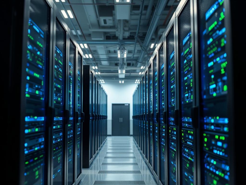 **AI Image Generator Prompt:**

Create a highly detailed, hyper-realistic image that embodies the theme of "NIS2 for Digital Infrastructure – Cloud, Data Centers & ISPs". The composition should be simple and clear, featuring one main subject: a robust data center. 

The data center should be depicted with rows of high-tech servers, glowing with blue and green LED lights, showcasing the sleek design of modern technology. The environment around the data center should be well-lit, conveying a sense of security