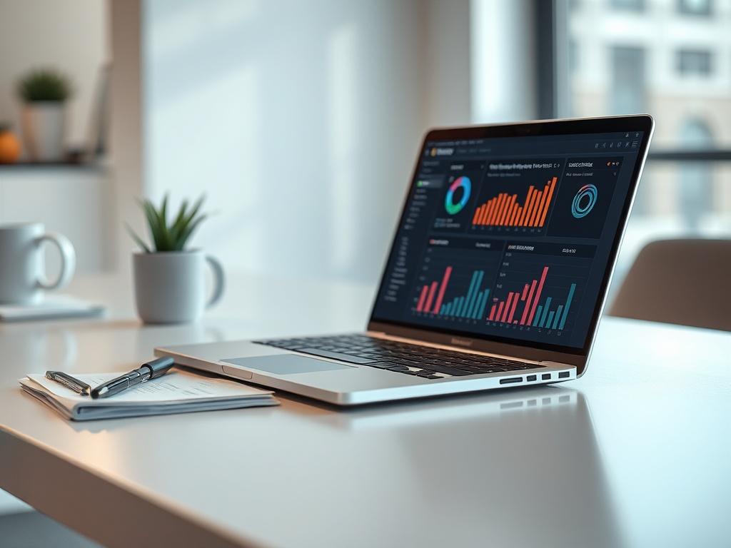 **AI Image Generation Prompt:**

Create a realistic high-resolution photo that reflects the blog titled "How Automation Makes NIS2 Compliance Easier" by Savion Solutions. The composition should be simple and clear, featuring a single subject: a well-organized digital workspace. 

The subject matter should include a sleek laptop on a modern desk, displaying an open compliance dashboard with vibrant graphs and data visualizations that signify automation. Next to the laptop, place a neatly stacked set of docum