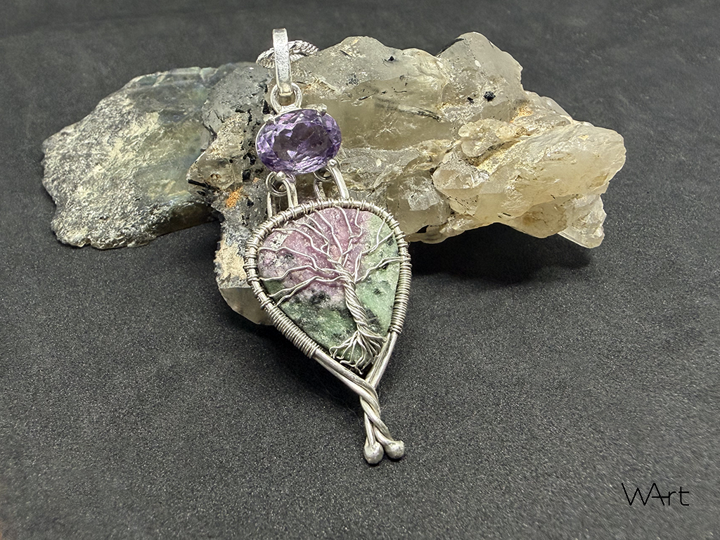 ree of Life Necklace – Ruby Zoisite & Amethyst | WireArt