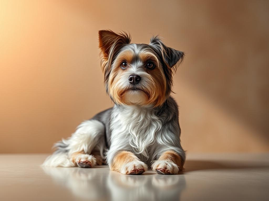 An elegant session setup with a beautifully groomed dog positioned