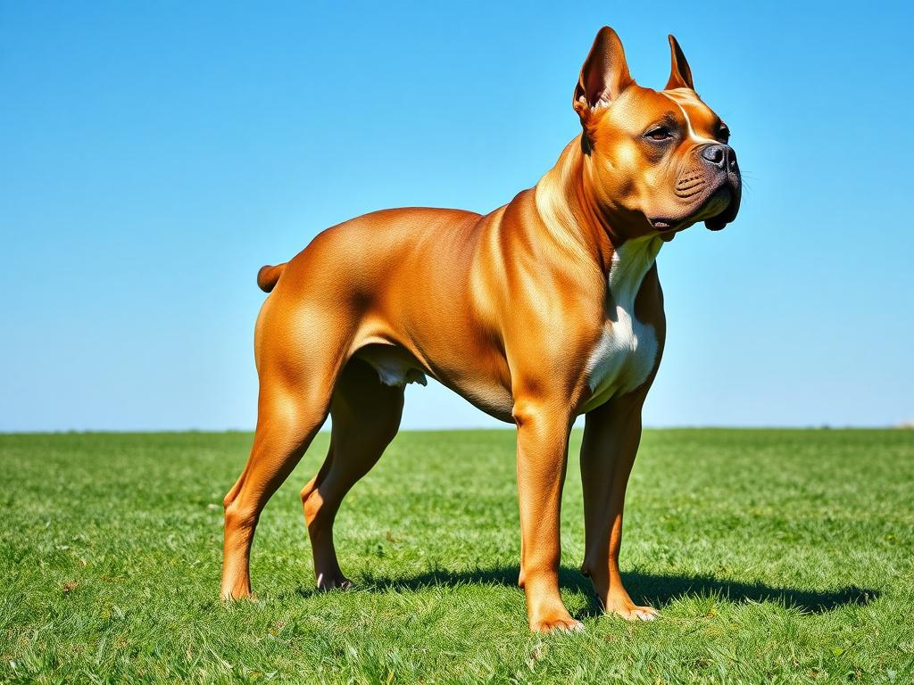 A striking Elite Nano Bully standing proudly on a lush