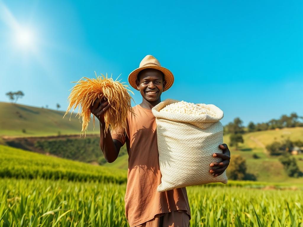 A rustic, high resolution of a farmer holding freshly harvested