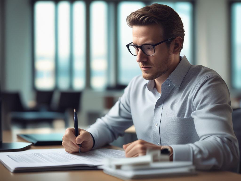 A hyper-realistic close-up shot of a professional consultant discussing data protection policies with a client in a modern office setting. The consultant is holding a document, and the client is taking notes. The background is a bright, well-lit office with plants and a view of the city.